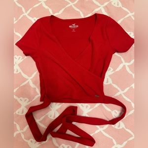 Red wrap around top